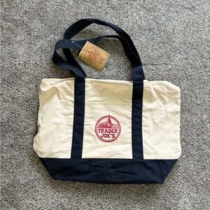 Trader Joe's Cream and Black Tote Bag - Large